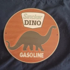 Dino Sinclair Metal Sign 8" Round Man Cave Garage Bar Gas Station Wall Art Gas