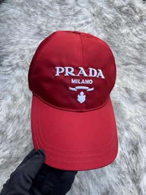 PRADA Baseball Cap Mütze mit gesticktem Logo | rot | Größe M | Re-Nylon