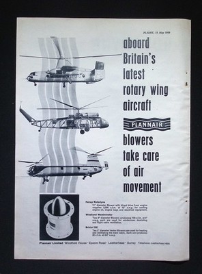 Original 1959 Reklame Plannair Drehflügel Flugzeug Gebläse