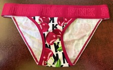 Victoria's Secret PINK Logo Band Bikini Panties Cherries Pink Logo XS