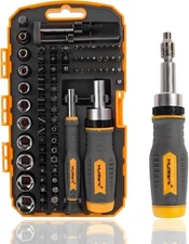 MULWARK Screwdriver Bits & Socket Set 77 Pieces, Ratchet Orange 