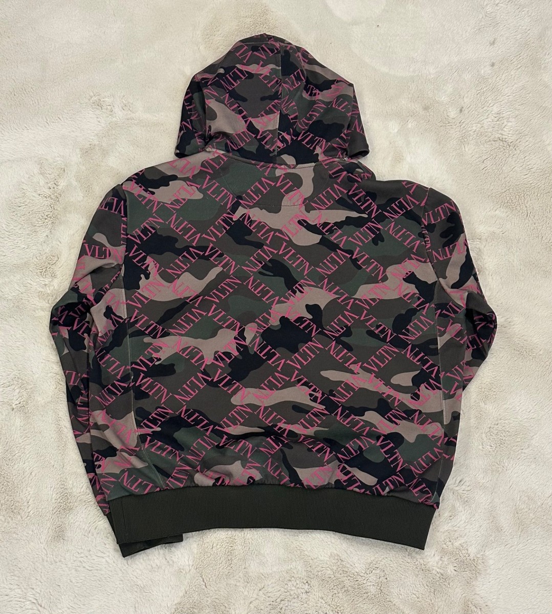Valentino Garavani Camouflage VLTN Checkered Hoodie Size M Made In Italy View 3