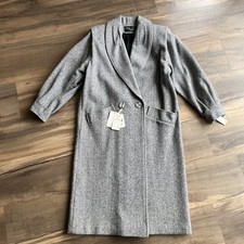 Noble Fashions Made In USA Womens Wool Nylon Blend Tweed Coat Vintage Grey 12