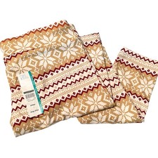 Time and Tru Leggings High Rise Fitted Size XL Tan Red Snowflakes New