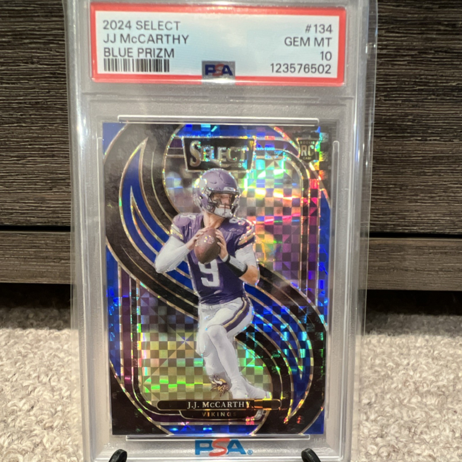 2024 Panini Select J.J. McCarthy Blue Prizm #134 PSA 10 /175 Rookie