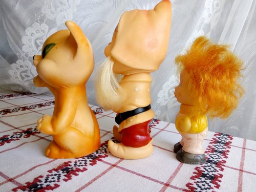 Vintage rubber toys Fox, dwarf and boy 70-80s USSR - Picture 3 of 8