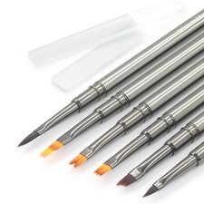 6Pcs Metal Nail Art Brushes & 2pcs Nano Nail Files for Nail Art Designs