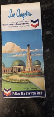 Vintage 1965 Los Angeles Road Map Follow The Chevron Trail Standard Oil Of CA