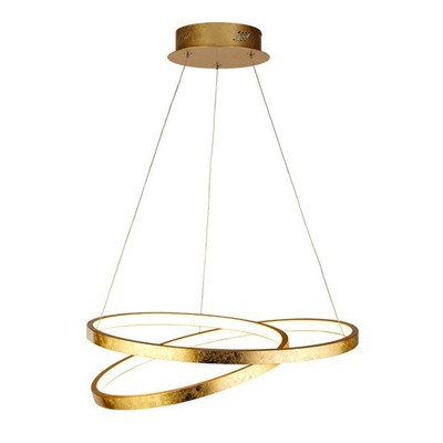 LED Blattgold Oberfläche Design Esszimmer Haus Decke Pendelleuchte weißer Schirm