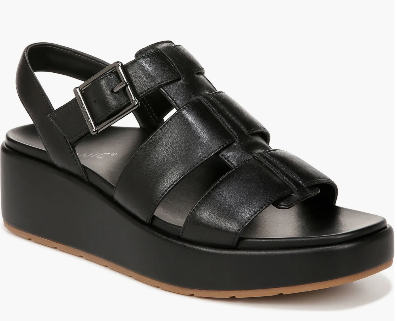 Vionic Woman's Delano Platform Wedge Comfort Sandal Black, Size: 7.5 Medium