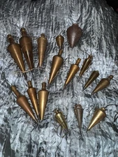 Vintage Plum Bob Lot 15pc, K&E Kuker, General Hardware Turnip, Brass, Cast Iron
