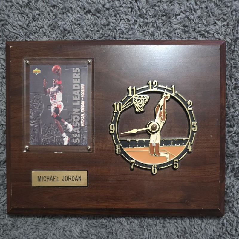 Michael Jordan Chicago Bulls Clock Basketball Card Vintage Rare Retro