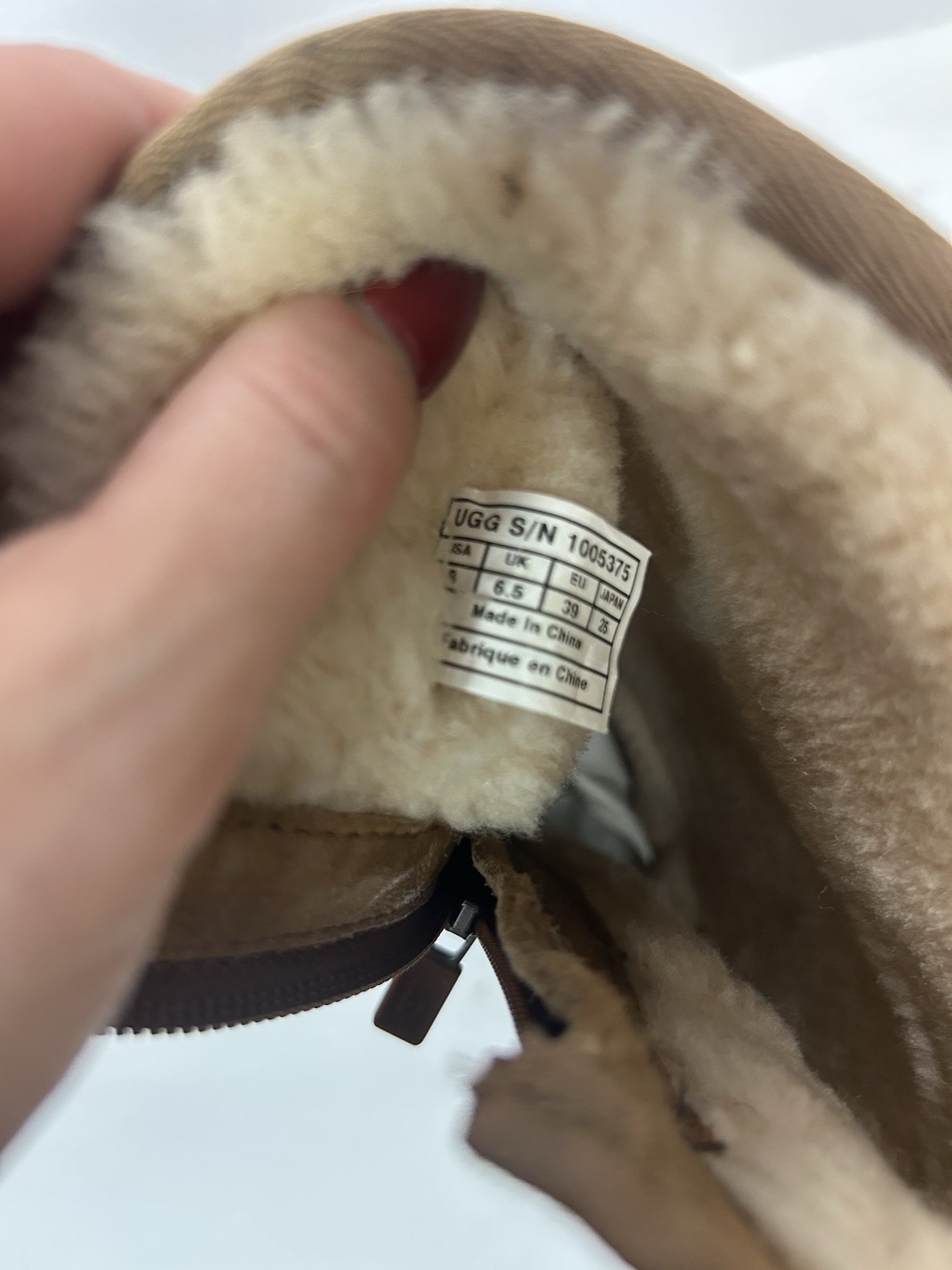 UGG Australia Boots Women 8 Alber Chestnut Suede Tall Zip Up Suede Sheepskin