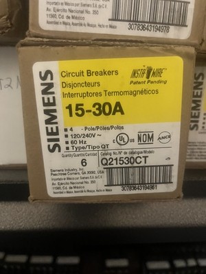 6 x Siemens ITE Q21530CT QUAD 2x 1 Pole 15 & 2 Pole 30 Amp Breaker  NEW IN BOX