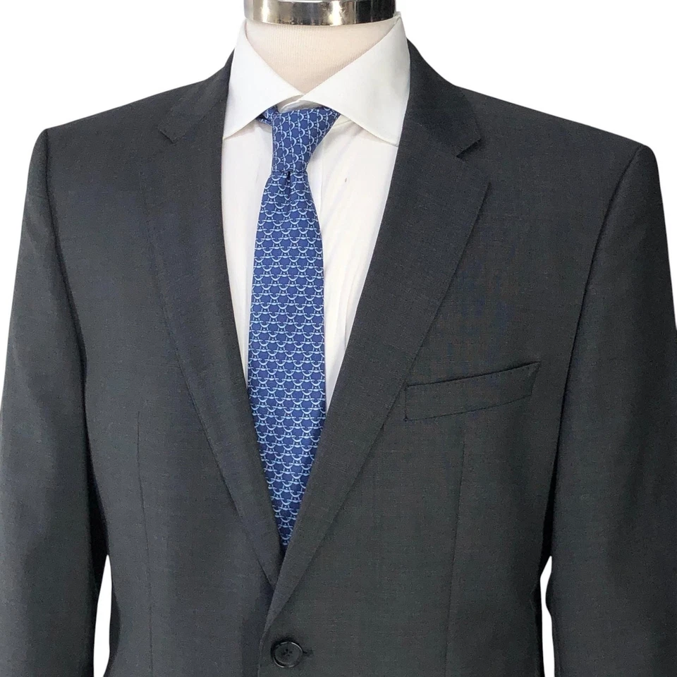 Hugo Boss Suit Mens 40R Drop 4 The Jam75/Sharp3 Gray Wool Two Piece Classic - Image 3 of 4