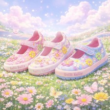 Lelli Kelly Girls Canvas Dolly Shoes Trainers Flowers LK4911 Eloise UK 6.5 - 1