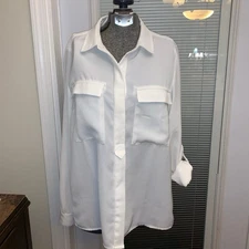 Women's Catherine Malandrino White Button Down Shirt M