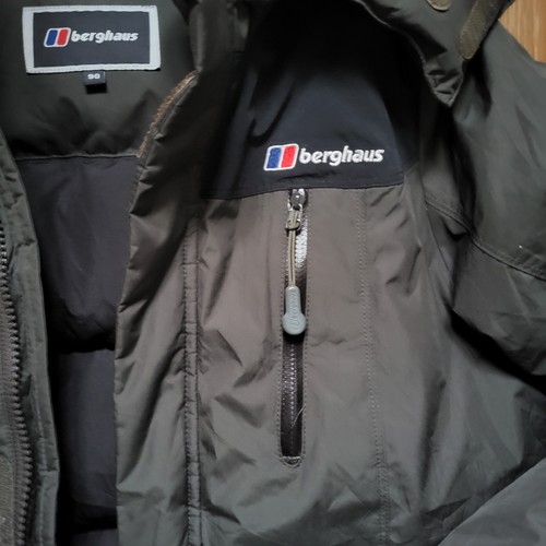 Dark Khaki Berghaus Puffer Jacket Fur Hooded Mid-length Age 15 Teenager Unisex - Picture 10 of 17