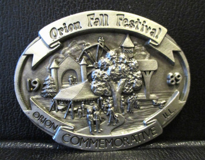 1989 Orion Illinois Fall Festival Pewter Belt Buckle 1st in Commemorative Series