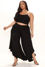 FashionNova Black Like Sunshine Wide Leg/ Gaucho Pant 31 -size 1X