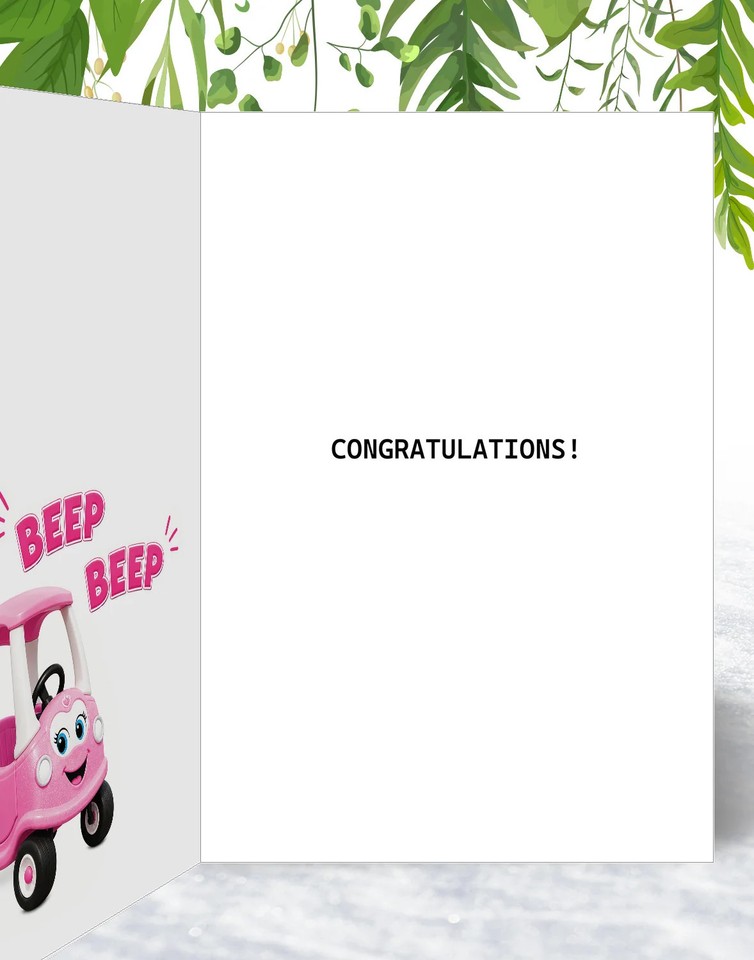 Granddaughter Driving Test Congratulations Card – Funny Kids Car – Pink ...
