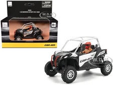 CAN-AM MAVERICK SPORT XXC 1000R SILVER & BLACK W/DRIVER 1/32 BY BRP MODELS 60025