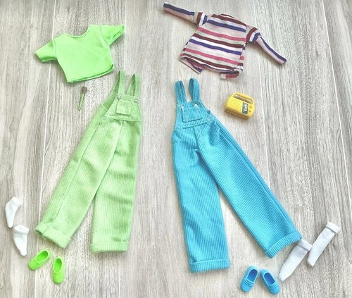 Cool Blue Barbie & Skipper Doll Outfits Overalls & Accessories Vintage 1997