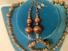 Vintage Copper Beads and Metallic Coated Beads Necklace Set, Earrings, Bracelet — photo 8