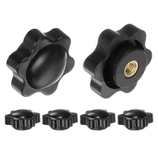 6pcs Star Knobs M4 Thread 25mm Head Non-Through Hole Brass Insert Knob Black