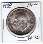 1938 Canada One Silver Dollar  AU