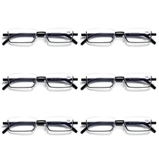 6PK Half Rim Metal Frame Small Mens Reading Glasses Blue Light Blocking Readers
