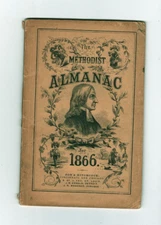 1866 Methodist Almanac -- Samuel Hart Wright, ed.  -- pub. by Poe & Hitchcock