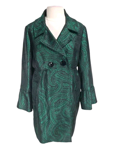 I.N.C INTERNATIONAL CONCEPTS Women Button Up Trench Coat Petti Size L Green 110P