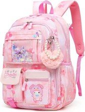 School Backpack for Girls with Multiple Pockets, Splash-proof, 17inch Pink