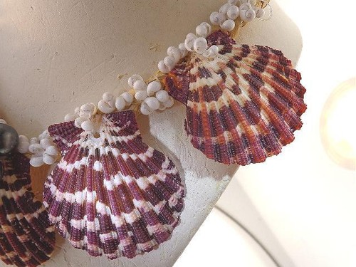 Tongan Hand Crafted Royal Cloak Scallop Sea Shell Black Tahitian Pearl ...