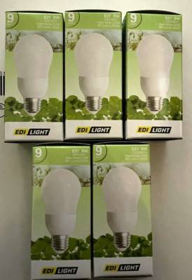 5er Set EDI Light Energiesparlampe Sparlampe E27 9 Watt 9W Standard Neu