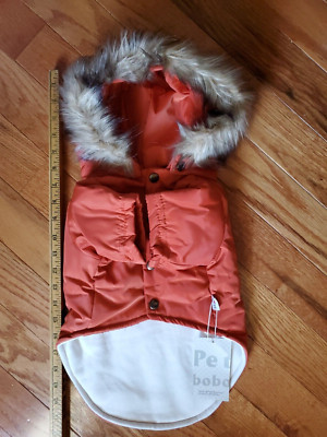PetBoBo Lurio AIR FORCE Dog Fleece Fur Hooded orange Parka Jacket Coat NEW NWT
