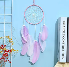 Dream Catcher Room Wall Hangings Decor with LED Light Colorful Lavender Feather