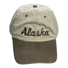 Alaska Baseball Trucker Cap Hat Adjustable Khaki Brown Spellout Cotton Classic