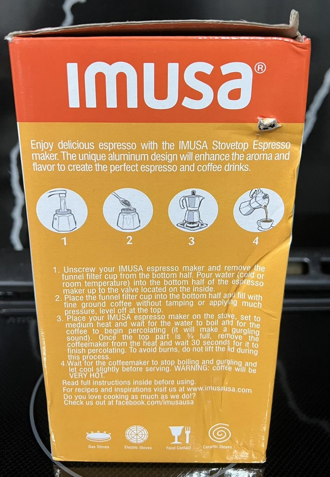 IMUSA Cafetera Espresso 9 Tazas Mango Cool Touch Café Espresso Aluminio NUEVO Foto 3 de 4