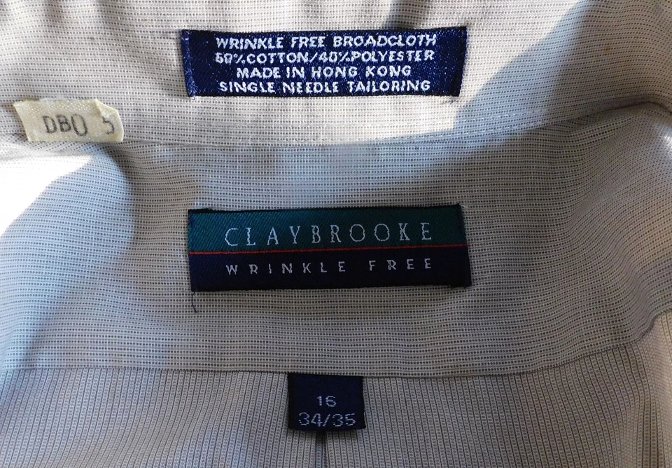 Claybrooke Men's Dress Shirt, Wrinkle Free, 34/35-16, Off-white Light Beige - Image 4 of 4