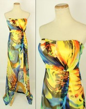 NWT Jump Apparel $145 Yellow Prom Formal Cruise Dress Size 5 Floral Long Gown