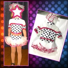 Stage Costume / Halloween / Tap Dance Polka-Dot Pink Leotard / 5-7 yrs