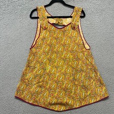 Vintage Smock Apron Yellow Paisley Handmade Retro 60's 70's Housewife Trad Wife