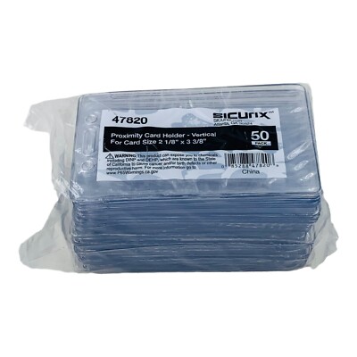 50 Count Sicurix Proximity Badge Holder Vertical for Card Size 2-1/8'' x 3-3/8''