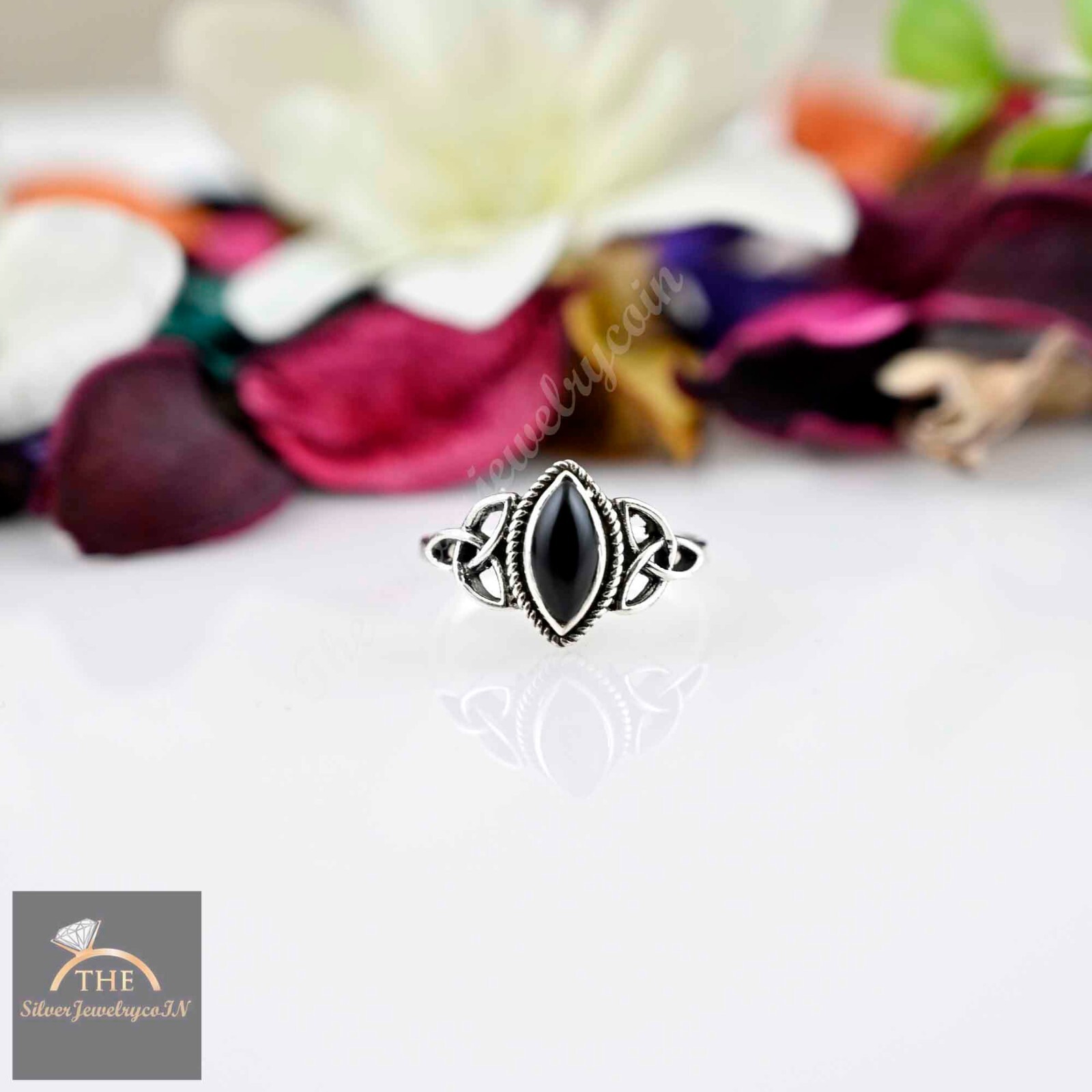 Black Marquise Onyx Stone Ring 925 Sterling Silver Women Gift  Gemstone Ring