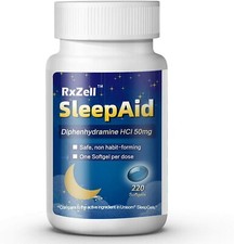 Diphenhydramine HCl 50mg, 220 Liquid softgels Sleep Aid,