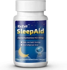 Diphenhydramine HCl 50mg, 220  Liquid softgels Sleep Aid,