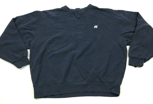 VINTAGE Russell Athletic Sweater Size Large L Navy Blue Crew Neck Pullover 90's | eBay