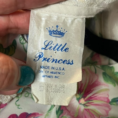 VTG 80s 90s LITTLE PRINCESS FLORAL FANCY PARTY EASTER DRESS 10 LACE COLLAR EUC - Picture 6 of 7